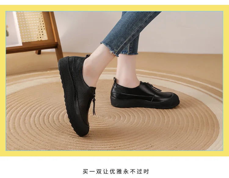 Top quality front zip red loafers woman slip-on geunine leather shoes designer womens oxford sneakers plus size female shoe