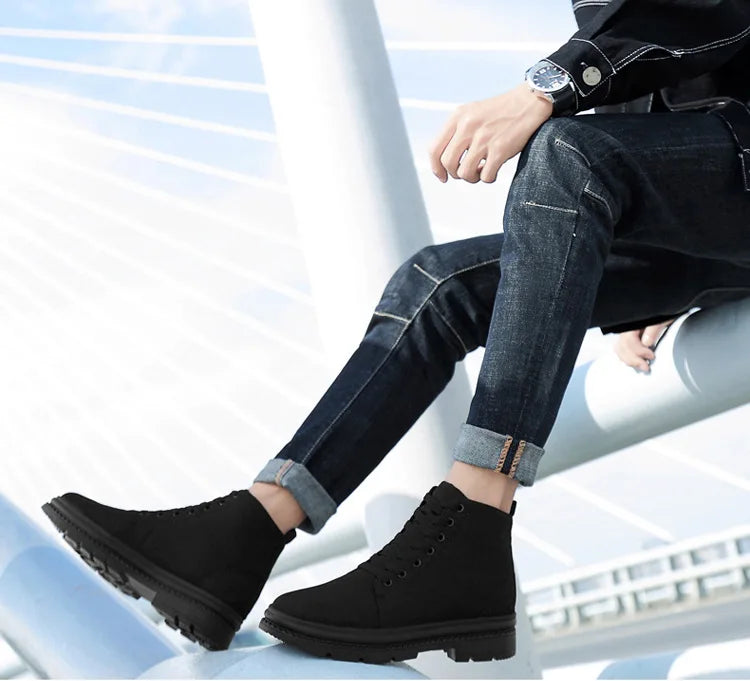 Men Boots Elevator Shoes Hidden Heels Canvas Heightening Shoes For Man Hidden Heels Increase Insole 10CM 8CM Sports Height Shoes