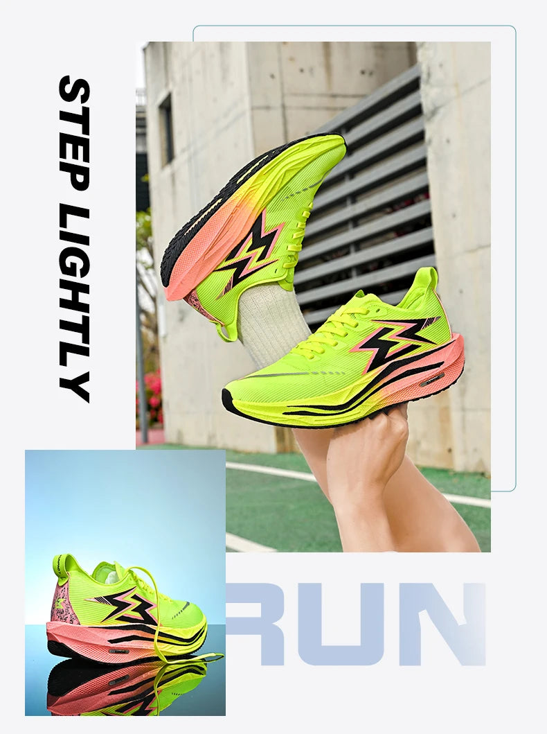 Men Running Shoes Marathon Carbon Board Speciality Sports Breathable Lightweight Women's Comfortable Athletic Nonskid Sneakers
