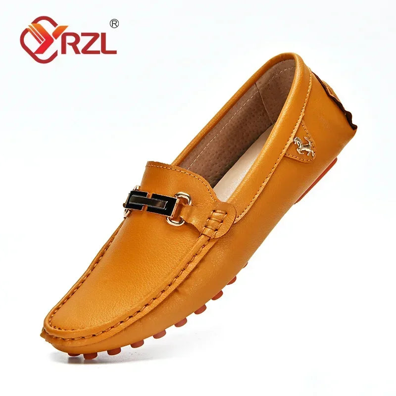 YRZL Men's Loafers Dress Office Shoes Men PU Leather Casual Shoes Lightweight Breathable Comfortable Slip on Driving Shoes Men