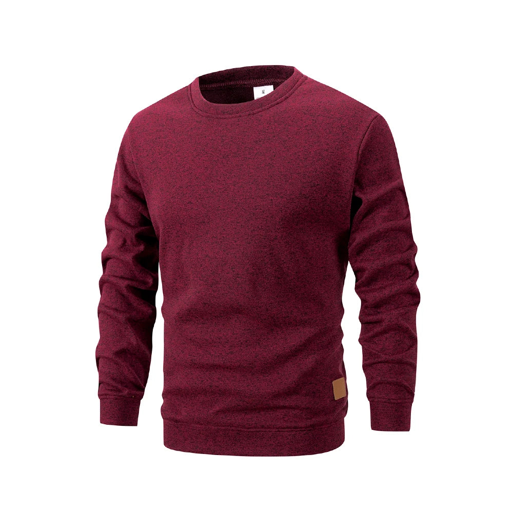 Men's Warm Crew Neck Sweatshirt Fleece Lined Thermal Pullover Autumn Winter Fashion Casual Sweater Loose Knit Long Sleeve Hoodie