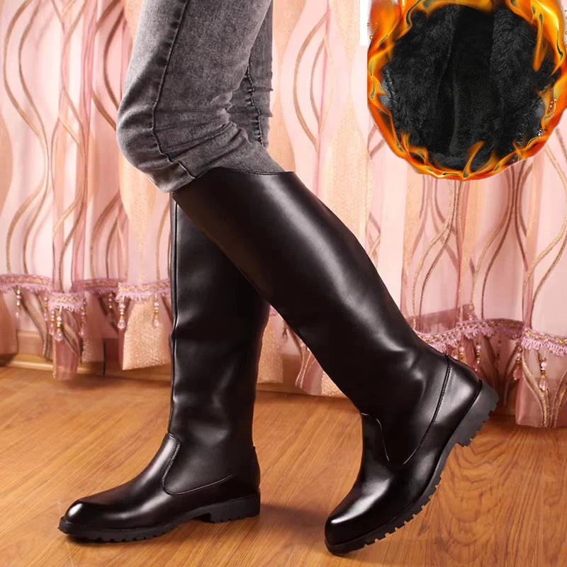 italian brand designer high motorcycle boots for men fashion stage nightclub original leather shoes autumn winter long botas man