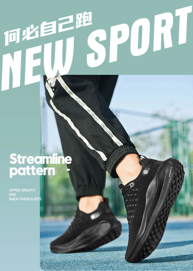 Men's breathable mesh thick-sole running shoes four season soft-sole non-slip outdoor casual sports shoes fashion light sneakers
