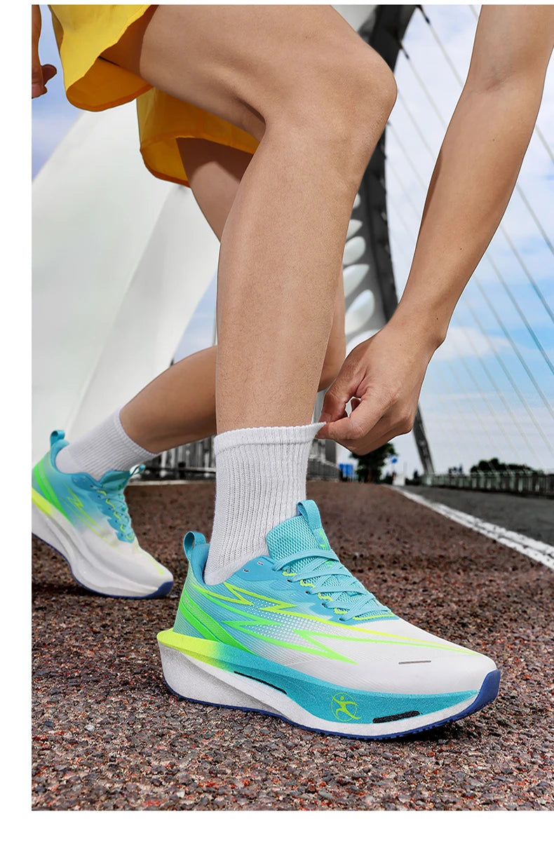 Running Shoes Marathon Carbon Board Air Cushion Men Sports Breathable Lightweight Women's Comfortable Athletic Nonskid Sneakers