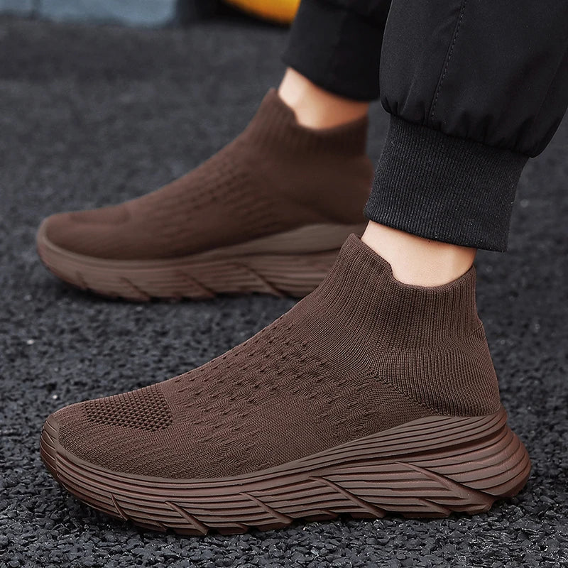 Soft Light Sneakers Men and Women Plus Size 35-46 Unisex Sports Shoes Thick Sole Cushioning EVA Slip On Ankle Socks Shoes