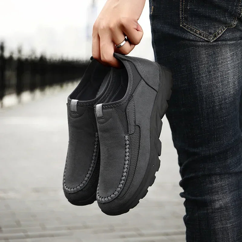 Leather Men Casual Shoes Comfortable Man Walking Runnning Sneakers Breathable Man Loafers Slip on Driving Shoes Zapatos Size 48