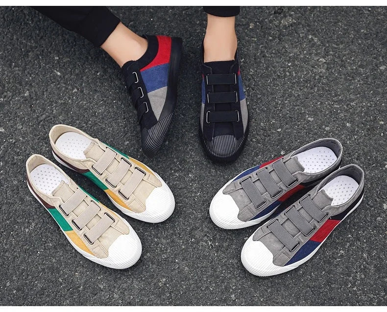 Fashion Men's Canvas Sneakers Casual Shoes Breathable Flat Buckle Loafers Shoes Summer Autumn Mens Designer Men Board Shoes