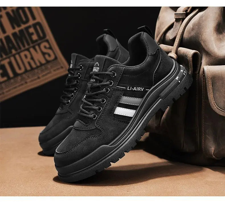 Oulylan Men's Luxury Running Shoes Breathable Skateboarding Shoes Black Thick Soled Comfortable Casual Sports Shoes Denim Boots