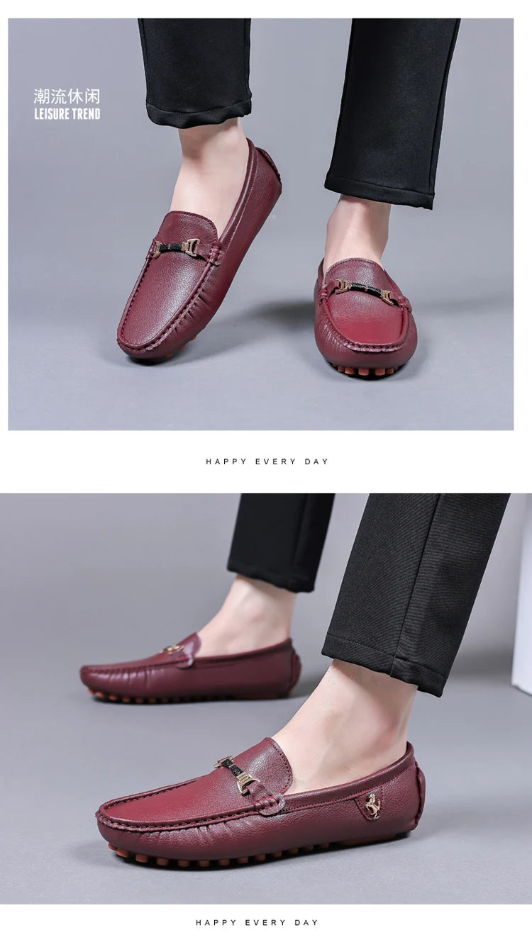 MAEDEF Men's Loafers 2024 Spring Autumn Fashion Shoes Men Classic Brand High Quality Leather Comfy Drive Shoes Boat Casual Shoes