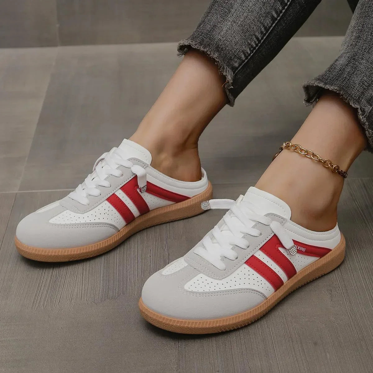 Women Mules Shoes Sports Round Toe Flat Female Footwear Casual Sneakers Clogs Platform Summer Slip on Creeper Baotou Slippers