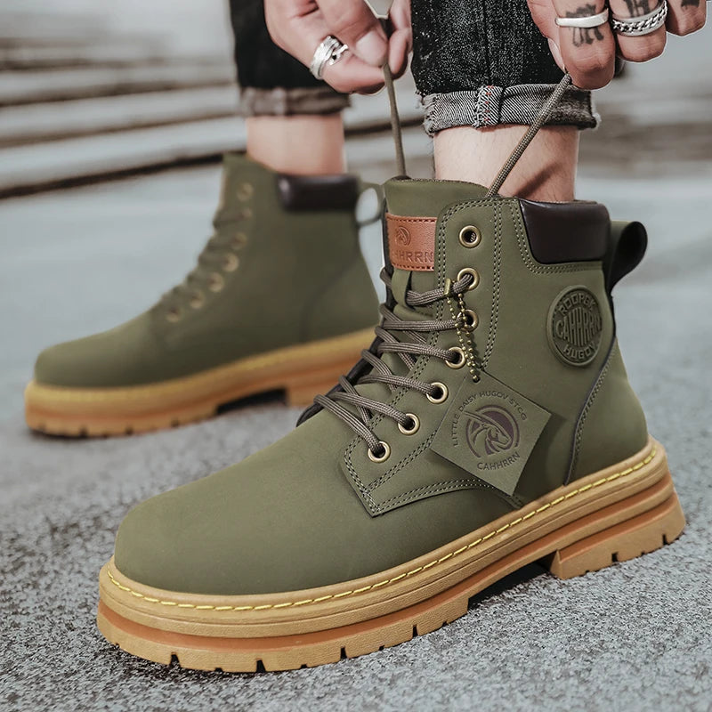 2026 Winter Ankle Boots Men's Boots Outdoor Yellow Boots Classic Design High Top Men Casual Shoes Botas Para Hombre