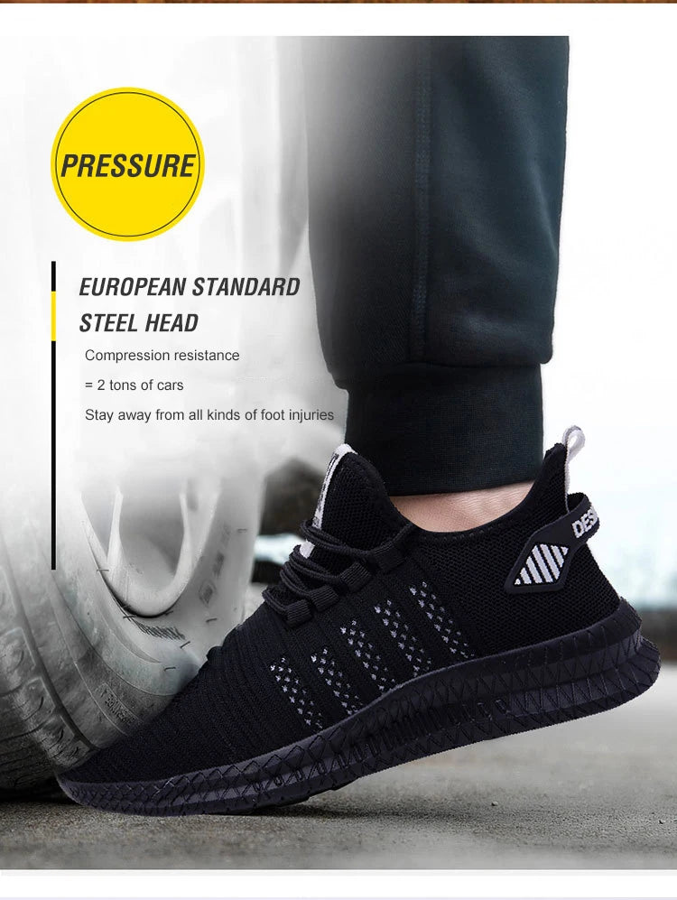 Work Safety Shoes Men's Safety Boots Anti-smash Work Shoes with Steel Toe Shoes Men Work Boots Anti-stab Safety Sneakers Male