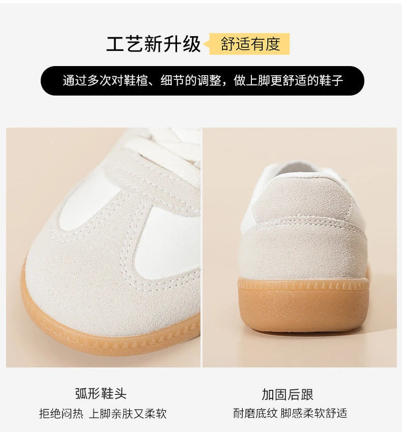 Luxury Designer Brand Women's Shoes 2025 Spring New Flat Casual Shoes PU Leather Breathable Fabric Comfortable Fashion Sneakers