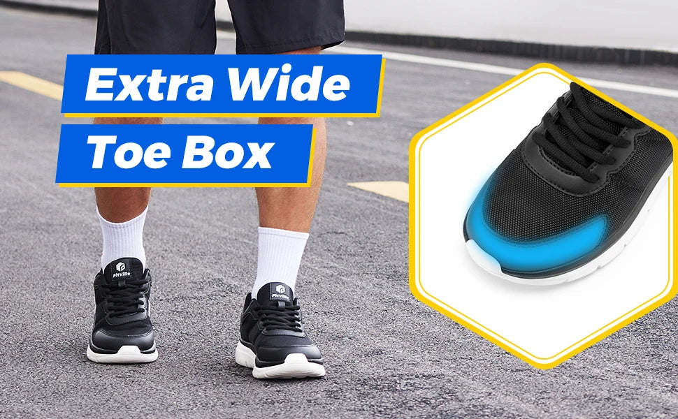 FitVille Men's Walking Shoes Wide Width Max Cushioning Lightweight Sneakers Casual Shoes for Plantar Fasciitis Pain Relief