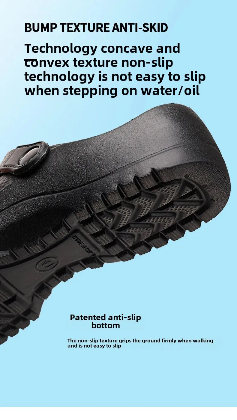 Litfun Summer Clogs Slippers For Men New Waterproof Oil-proof Kitchen Chef Shoes Outdoor Antiskid Garden Shoes EVA Beach Sandals