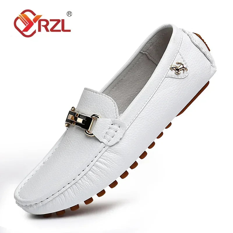 YRZL Men's Loafers Dress Office Shoes Men PU Leather Casual Shoes Lightweight Breathable Comfortable Slip on Driving Shoes Men