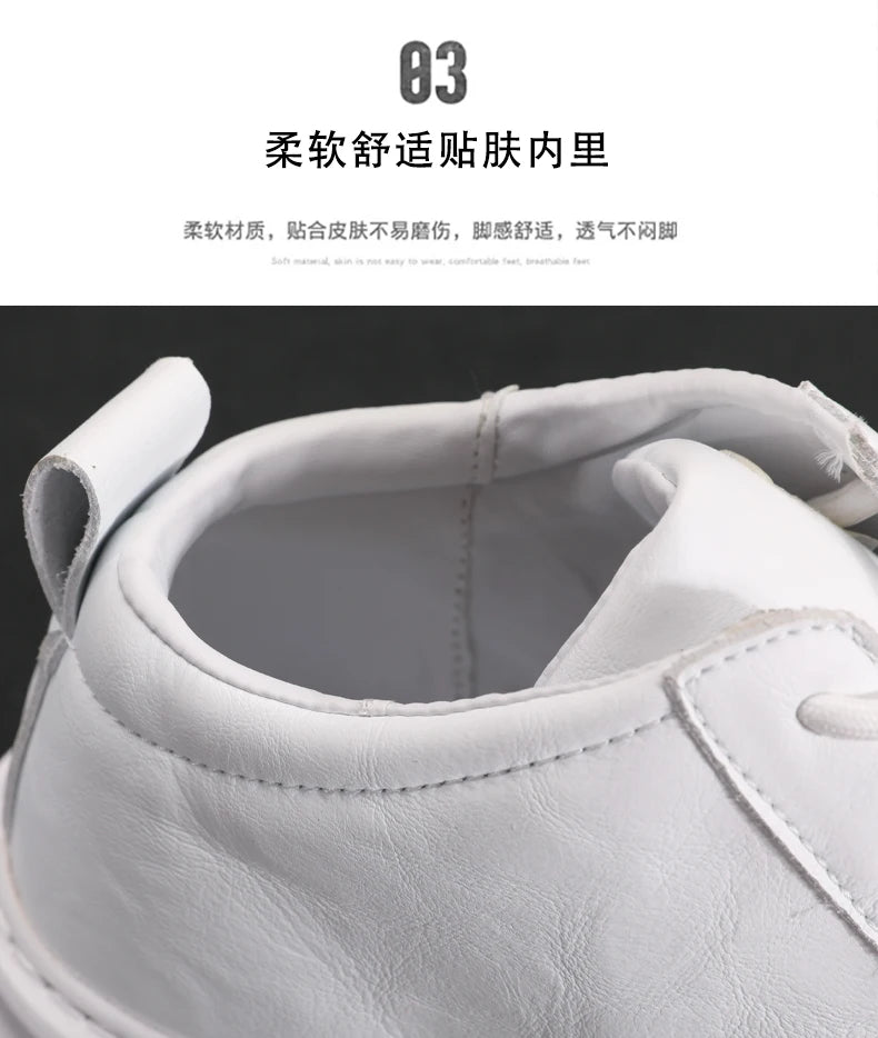 Shoes for Men Fashion Casual Sports Shoes Male Sneakers Trend Genuine Leather 2023 New Flat Running Shoes Large Size 39-46 White