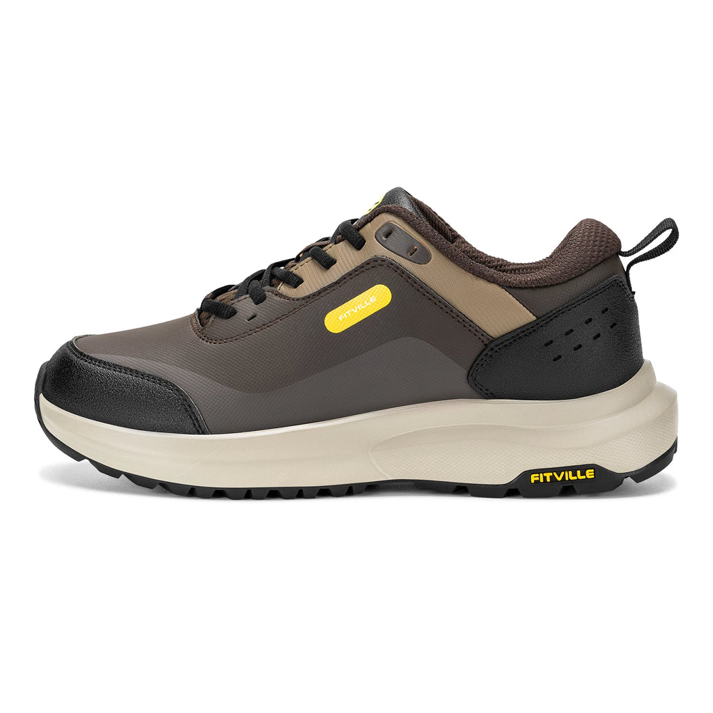 Fittington Hiking Shoes Extra Wide For Man Outdoor Walking Shoes Low-top Waterproof Work Shoes Toe with Arch Support for Heel