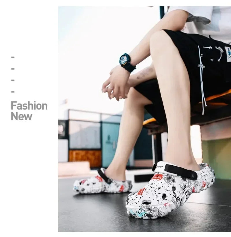 Plus Size 47 Summer Men Sandals Clogs Outdoor Garden Clogs Hole Shoes Male Casual Shoes Water Shoes Comfort Home Soft Slippers