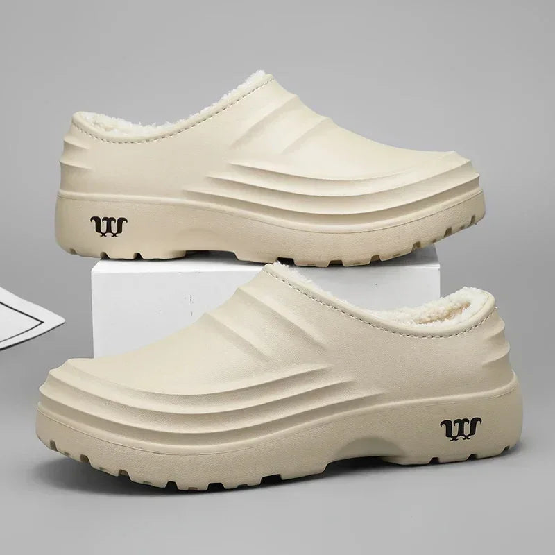 New Unisex Fashion Cotton Slippers Men Winter Warm Home Cotton Shoes Waterproof Garden Shoes Indoor Slip on Concise Shoes Woman