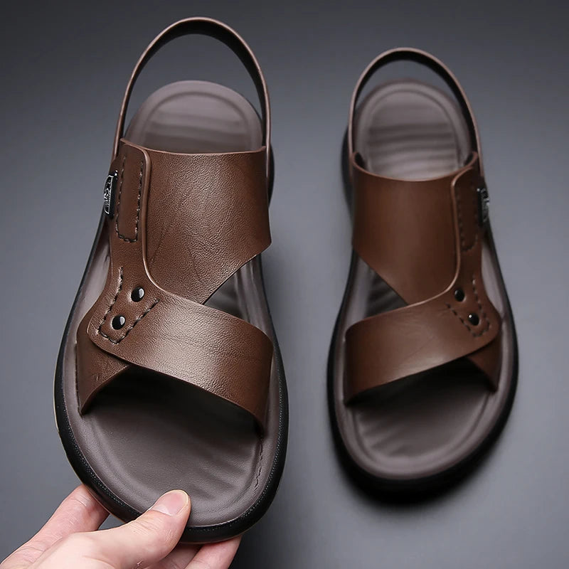 British Style Men's Outdoor Beach Shoes Summer Trend Thick Soled Wear-resistant Men's Oxford Shoes Breathable Casual Sandals