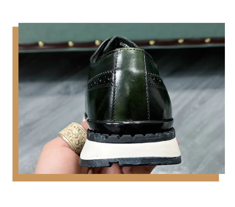 Spring Casual Shoes Men's Genuine Leather Anti-skid Sports Shoes Outdoor Walking Shoes Classic Pointed Breathable Leather Shoes