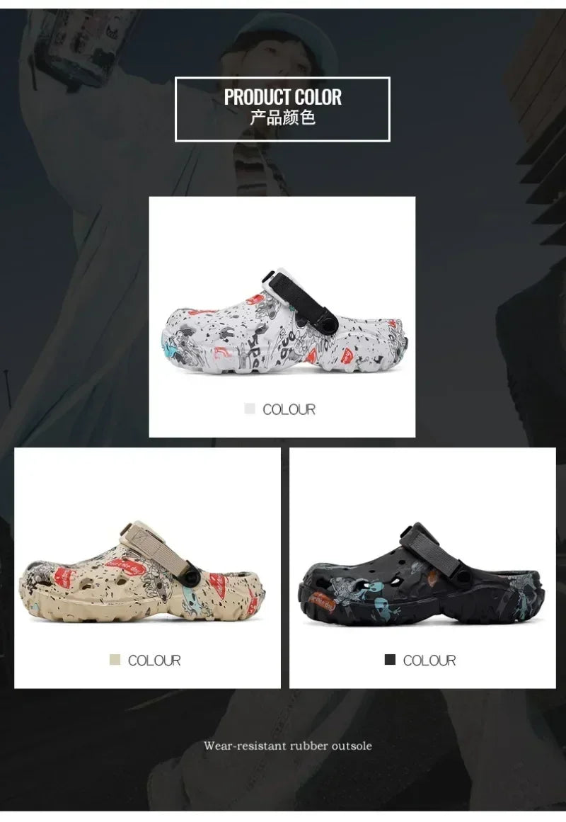 Plus Size 47 Summer Men Sandals Clogs Outdoor Garden Clogs Hole Shoes Male Casual Shoes Water Shoes Comfort Home Soft Slippers