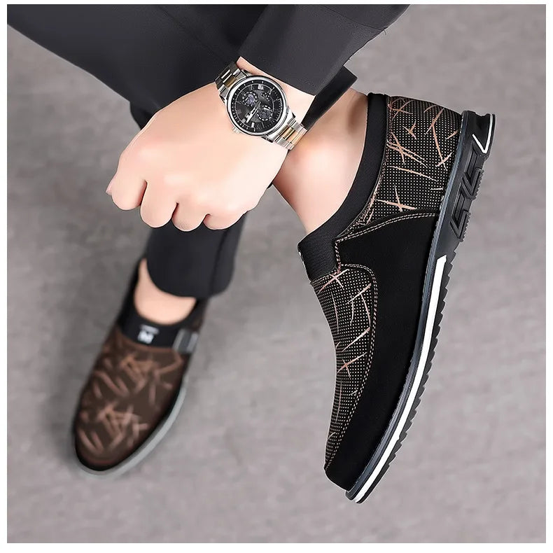 Business Men Leather Shoes for Men 2025 New Comfort Trend Flat Work Shoes Casual Moccasin Sneakers Slip on Big Size Male Loafers