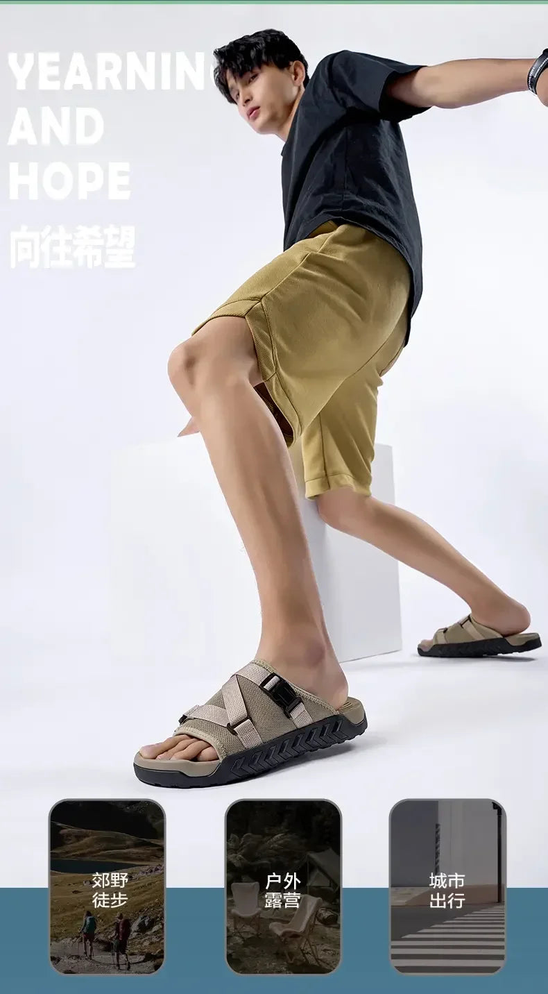 Men's Thick Soled Round Toe Fashionable Slippers Women's Comfortable Breathable Casual, Wear-resistant Sandals Summer Slippers