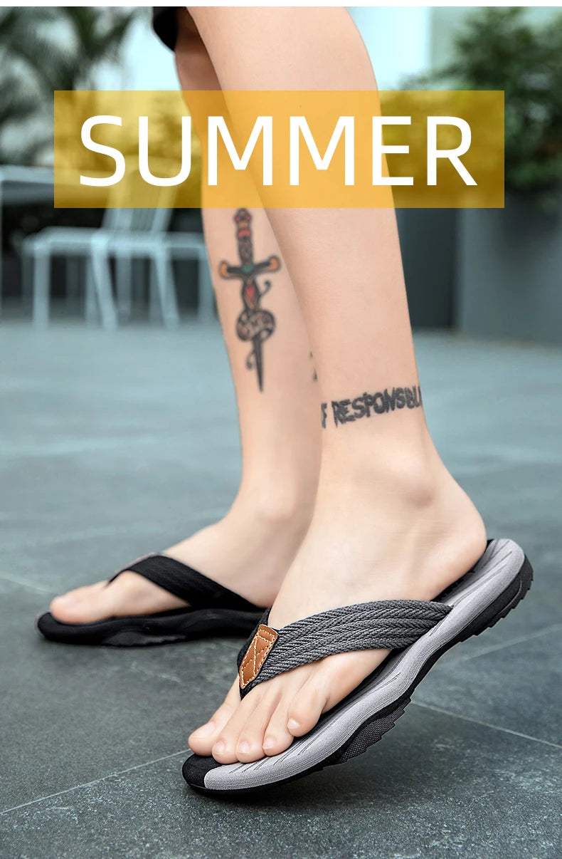 Home Flip Flops Fashion Men's Slippers Outdoor Sandals Summer Beach Shoes Size 39-46