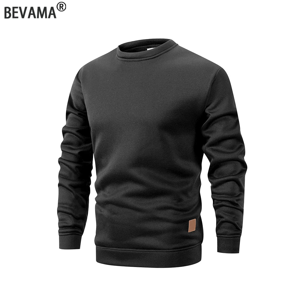 Men's Warm Crew Neck Sweatshirt Fleece Lined Thermal Pullover Autumn Winter Fashion Casual Sweater Loose Knit Long Sleeve Hoodie