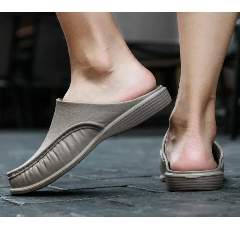 2025 Men Shoes EVA Slip on Flats Shoes Men's Slippers Men Walking Half Slipper Comfortable Soft Household Sandals