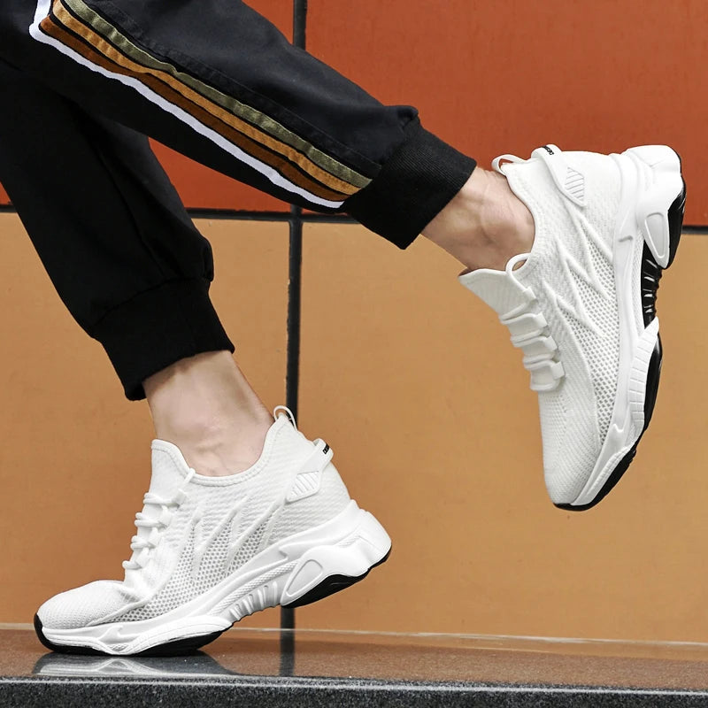 Chunky Lift Shoes Men Elevator Sneakers  Height Increase Insole 6cm  Mesh Summer Plus Size 36-46
