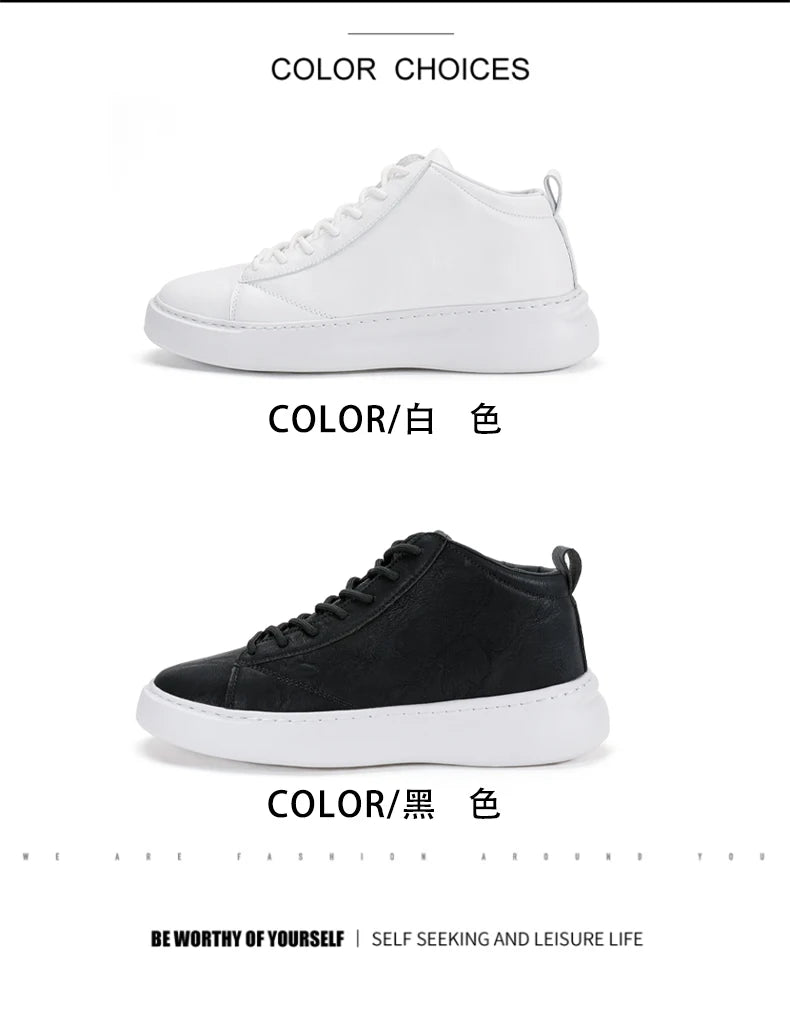 Shoes for Men Fashion Casual Sports Shoes Male Sneakers Trend Genuine Leather 2023 New Flat Running Shoes Large Size 39-46 White