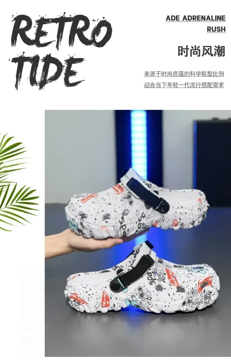 Plus Size 47 Summer Men Sandals Clogs Outdoor Garden Clogs Hole Shoes Male Casual Shoes Water Shoes Comfort Home Soft Slippers