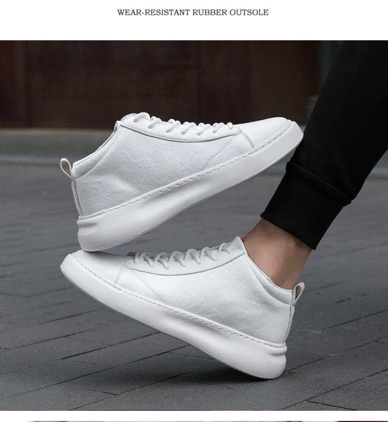 Shoes for Men Fashion Casual Sports Shoes Male Sneakers Trend Genuine Leather 2023 New Flat Running Shoes Large Size 39-46 White