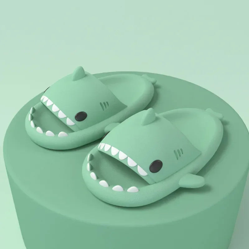 Big Size 36-47 Shark Slippers Men Flip Flops Soft EVA Flats Women Summer Beach Sandals Couple Platform Anti-Slip Bathroom Slides