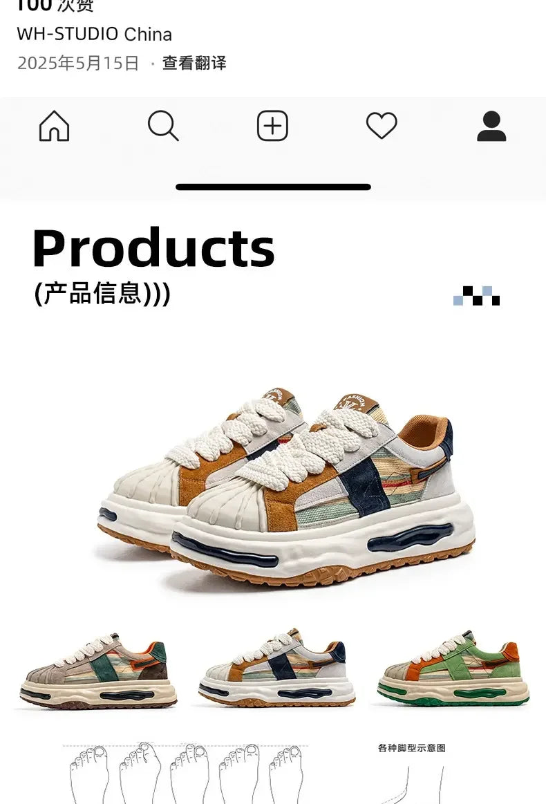 Sneakers Casual Mens Designer Dissolved Sole Board Shoes Fashion Leather Fabric Breathable Height Increased Platform Sport Shoes