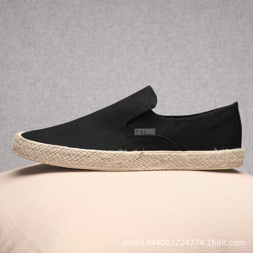 Soft Espadrilles Men Hemp Loafers Slip on Shoes Fashion Mens Shoes Casual Male Breathable Canvas Spring Rubber Sneakers Men