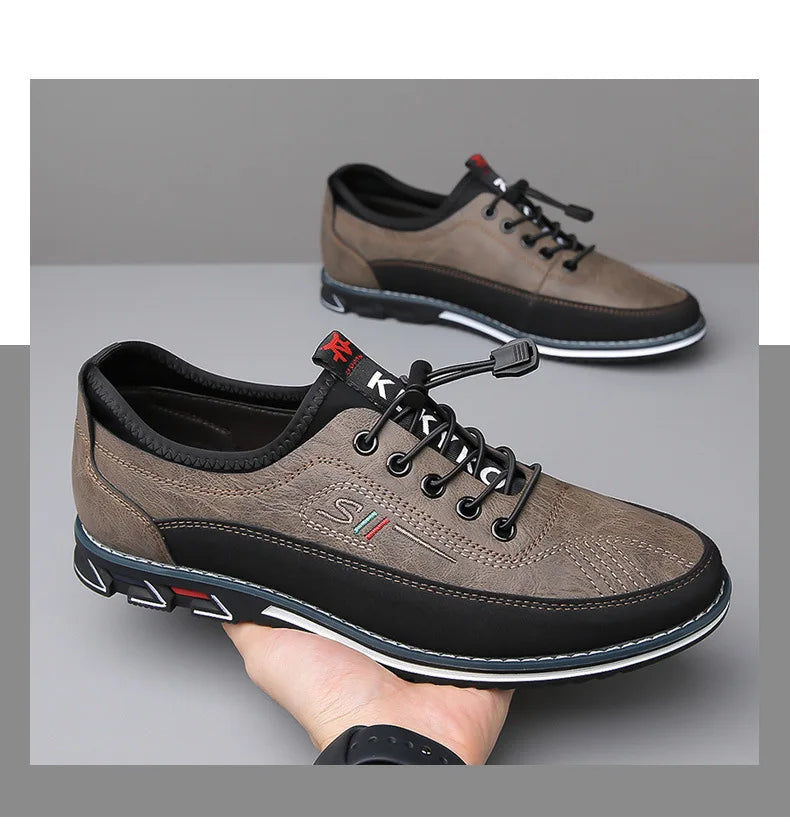 New Men's Leather Flat Casual Shoes Soft Sole Slip on Loafers Business Formal Shoes for Men Zapatos Casuales De Hombre Plus Size