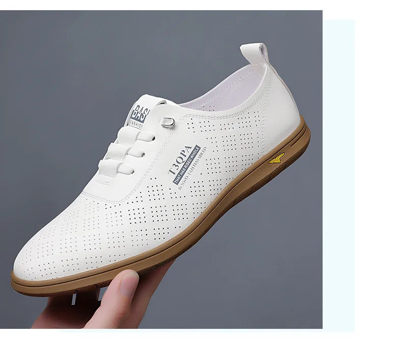 2025 Shoes for Men Leather Casual Shoes Summer New Microporous Slip-on Loafers Fashion Round Toe Sandals Driving Shoes