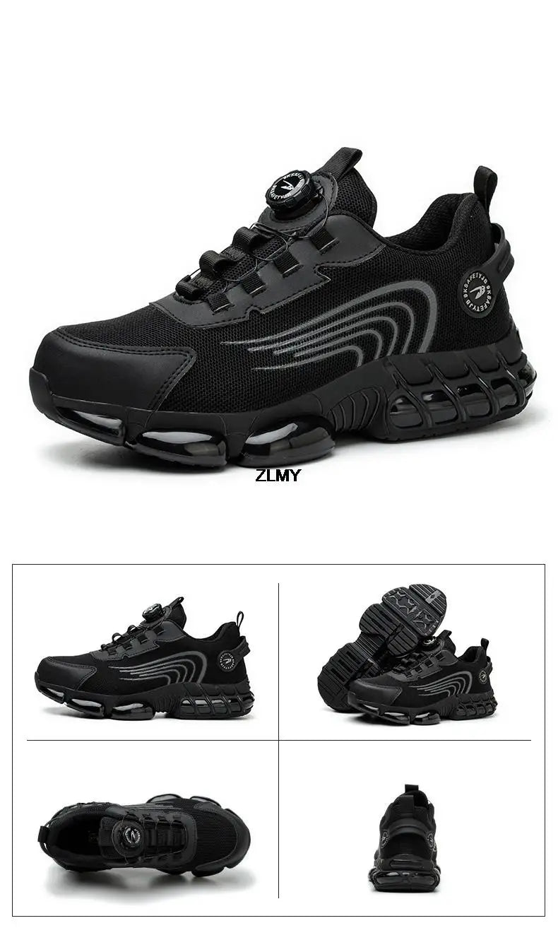 ZLMY Rotating Button Safety Shoes Men Steel Toe Sneakers Air Cushion Work Shoes Man Puncture Proof Work Safety Boots Protective