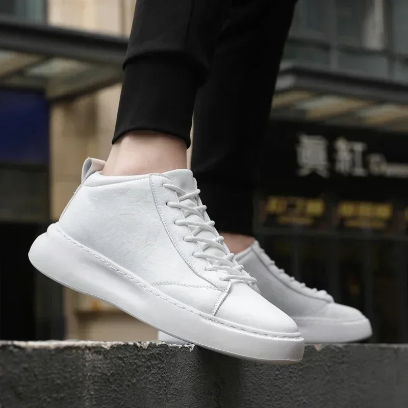 Shoes for Men Fashion Casual Sports Shoes Male Sneakers Trend Genuine Leather 2023 New Flat Running Shoes Large Size 39-46 White