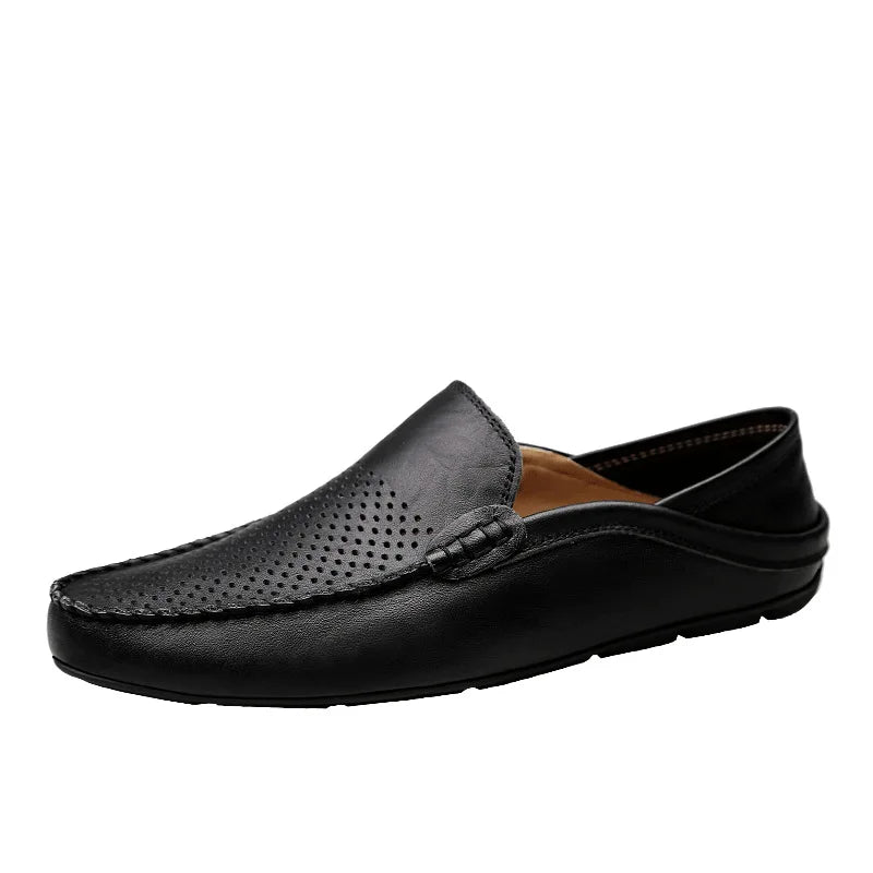 Men Loafers 2025 New Leather Shoes Men‘s Casual Shoes Moccasins Breathable Sneakers Men Driving Shoes Comfort Flats Plus Size 48