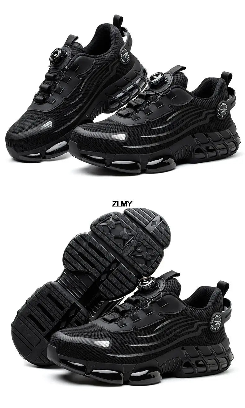 ZLMY Rotating Button Safety Shoes Men Steel Toe Sneakers Air Cushion Work Shoes Man Puncture Proof Work Safety Boots Protective