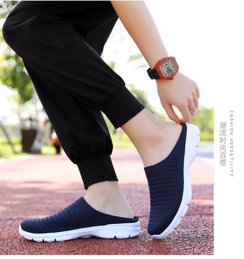 Men Slippers Summer Mesh Breathable Home Indoor Slippers Men Thick Bottom Slides Fashion Couple Walking Shoes Chanclas Hombre