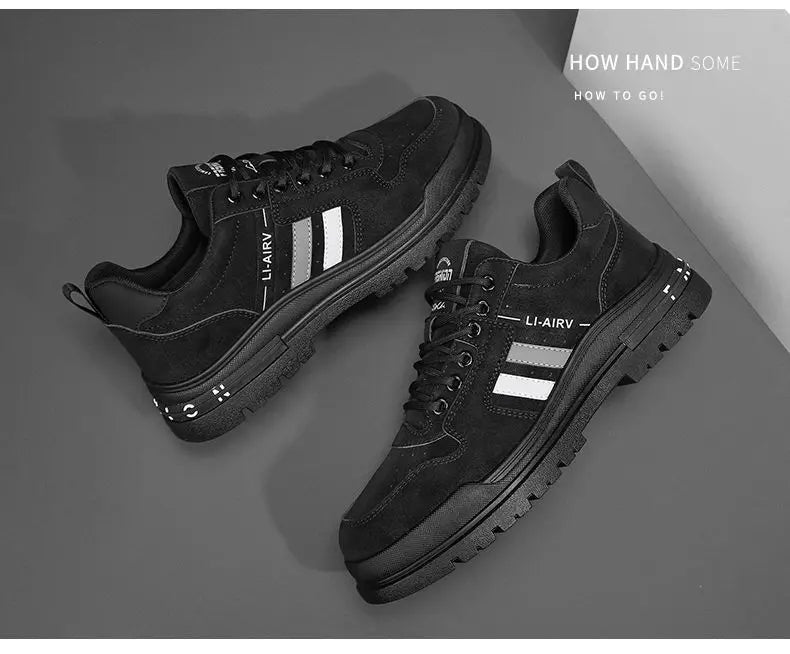 Oulylan Men's Luxury Running Shoes Breathable Skateboarding Shoes Black Thick Soled Comfortable Casual Sports Shoes Denim Boots