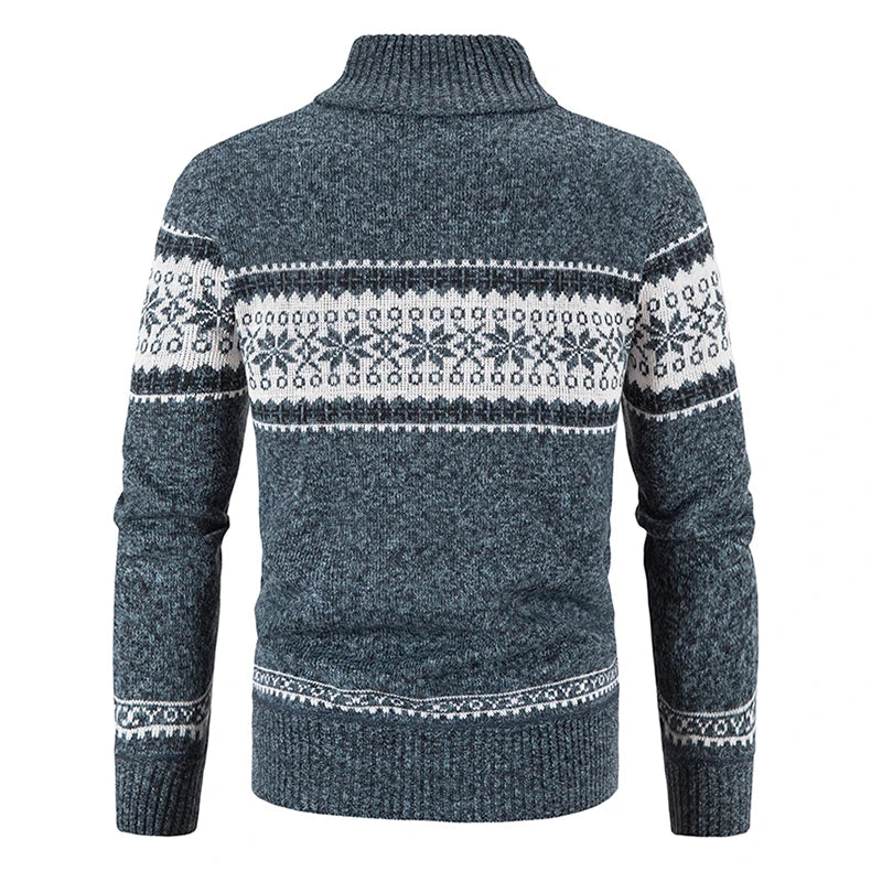 Winter Men's Fleece Cardigan Christmas Knit Sweater Coat Business Casual Jacket High Quality Male Wool Cashmere Clothing