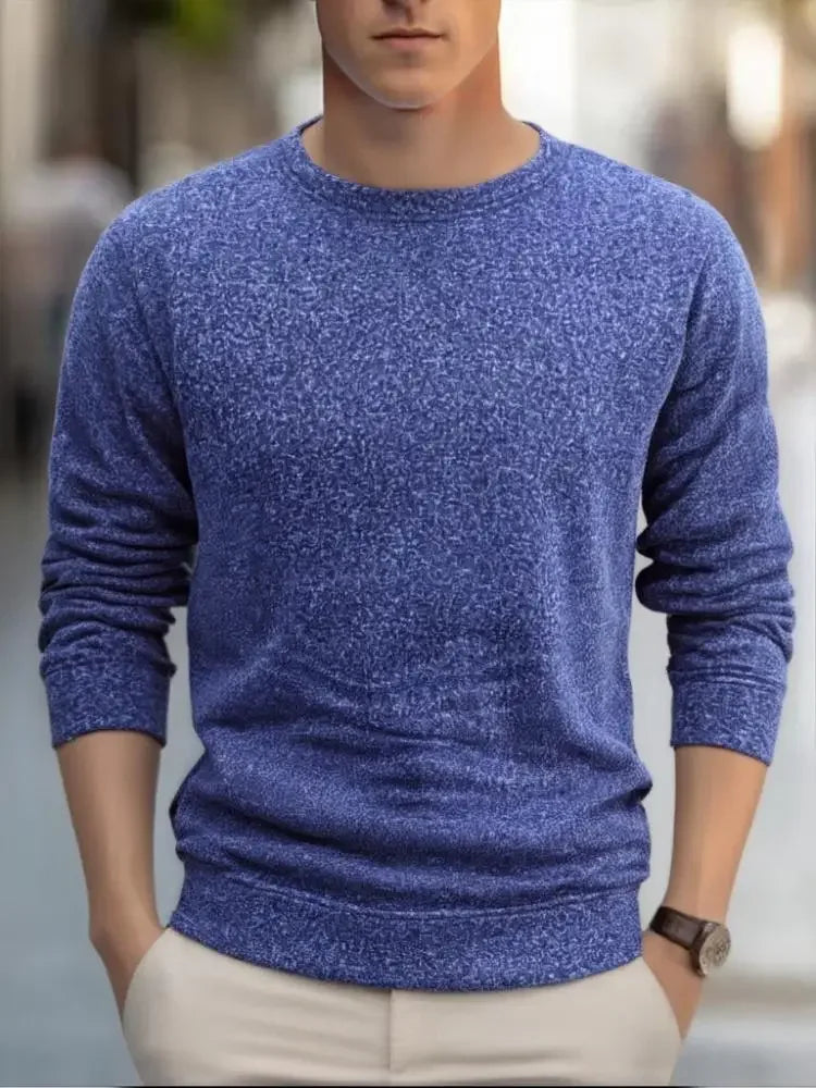 Men's Warm Crew Neck Sweatshirt Fleece Lined Thermal Pullover Autumn Winter Fashion Casual Sweater Loose Knit Long Sleeve Hoodie