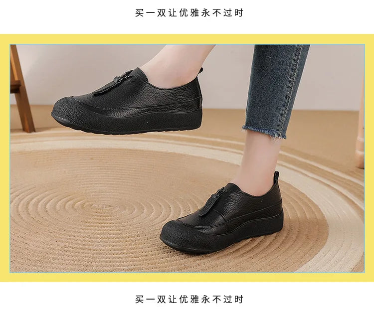 Top quality front zip red loafers woman slip-on geunine leather shoes designer womens oxford sneakers plus size female shoe